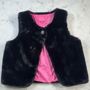 Lilly Pulitzer Winston Black Faux Fur Plush Vest
